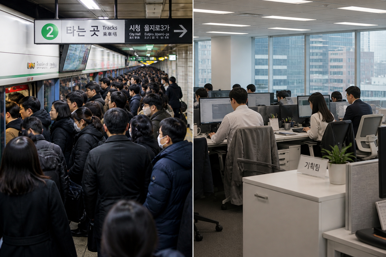 2 한국 노동시장 이중구조를 상징하는 출퇴근 풍경 대비.png