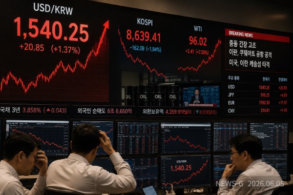 3 1540원 돌파한 환율과 붉게 물든 금융시장 전광판의 긴장감.png