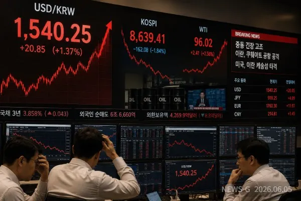 환율 1540원 돌파, 한국경제 ‘경고등’