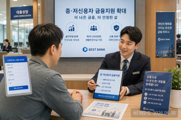 2-⑤ 중·저신용자 금융지원과 사회안전망 강화를 상징적으로 표현한 경제 정책 이미지.png