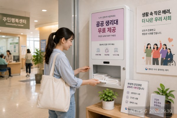 2-④ 공공생리대 지원 확대와 생활복지 정책이 국민의 기본권을 보장하는 모습을 표현한 이미지.png