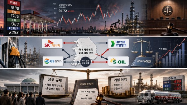 1 중동 전쟁 이후 국제유가 급등과 국내 정유사의 담합 의혹, 정부의 가격 통제 정책 및 소비자 부담이 교차하는 한국 에너지 시장의 구조적 갈등과 공정경쟁 논란.png