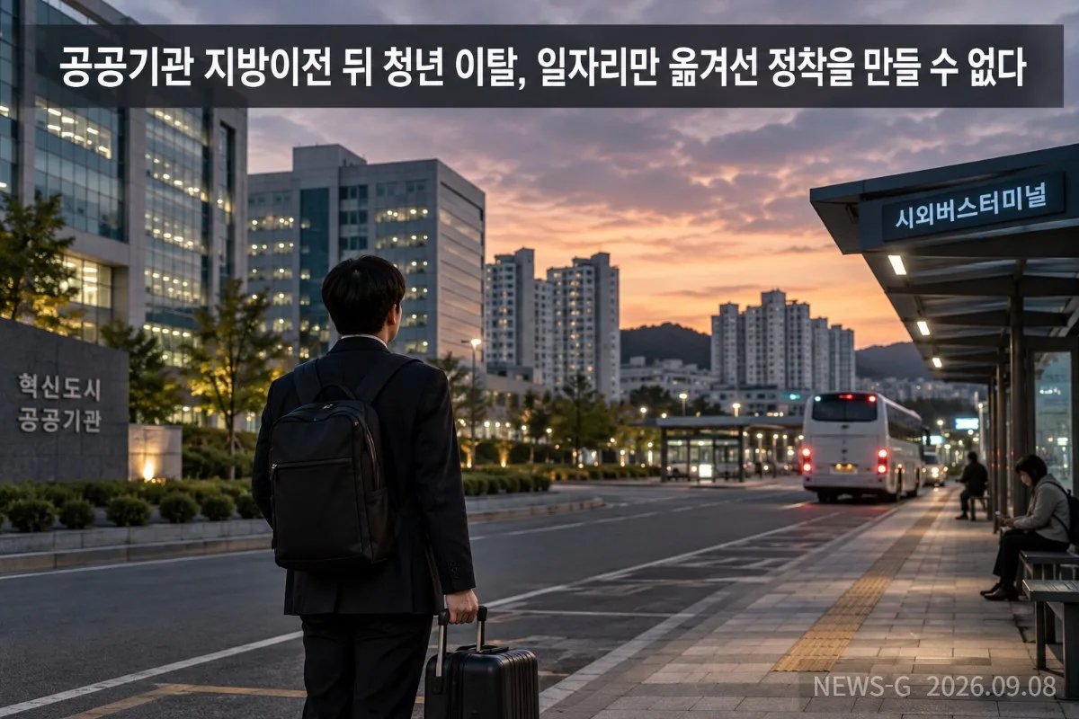 1 지방이전 뒤, 떠나는 청년과 빈 터미널.png
