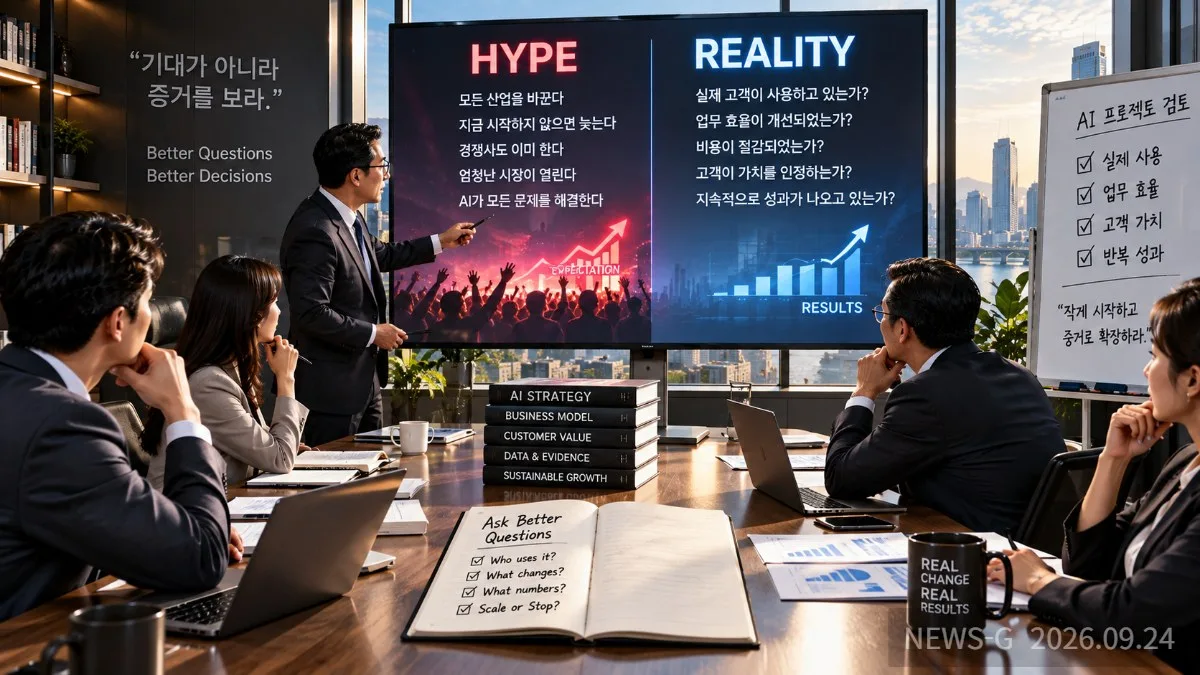 3 AI 과장과 현실 사이 전략회의.png
